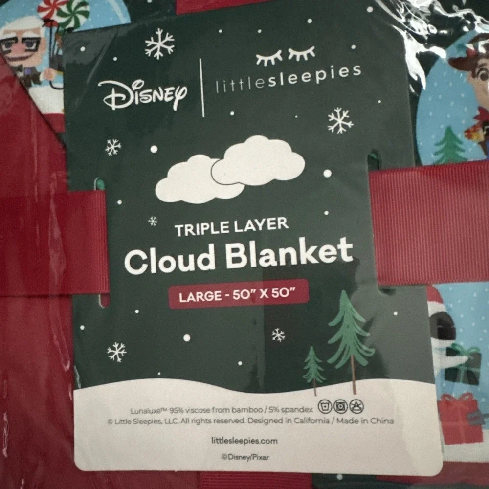 NWT Little Sleepies DISNEY Pixar SNOW GLOBES Large Triple Layered CLOUD BLANKET